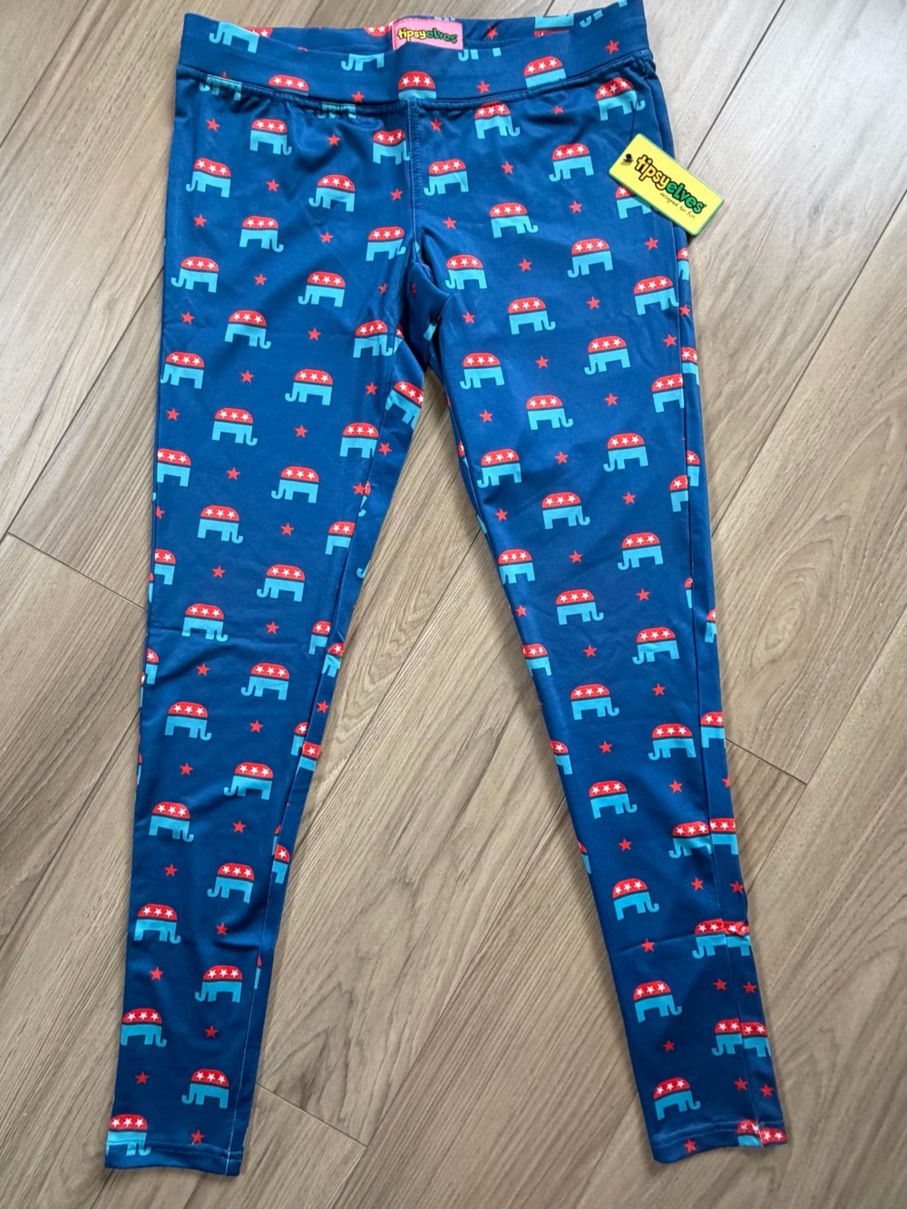 Tipsy Elves Leggings Republican Elephant America NWT Sz Small or Medium